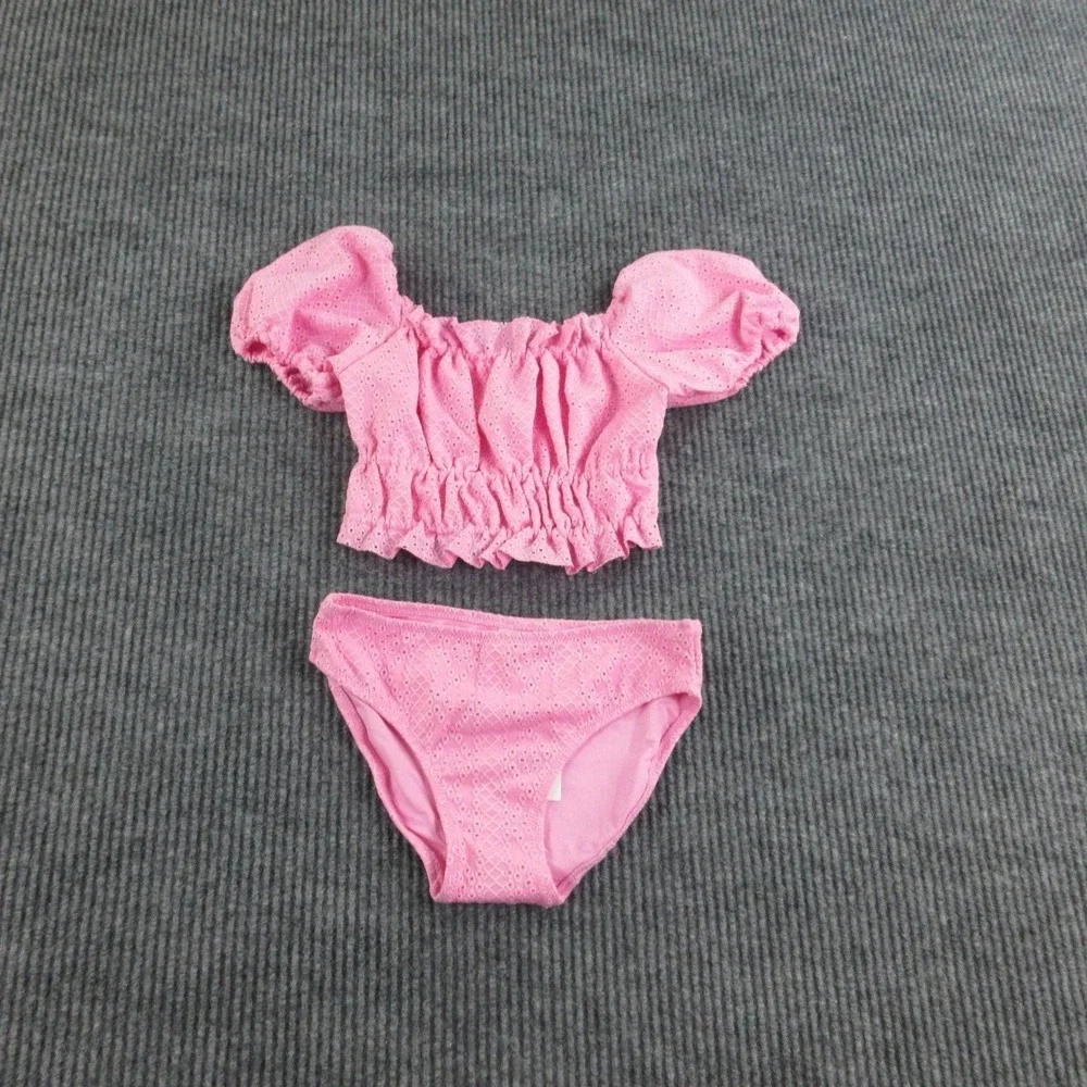 Shade Critters Swim Set Girls 8 Pink Bralette Bikini Lined Geometric NWT